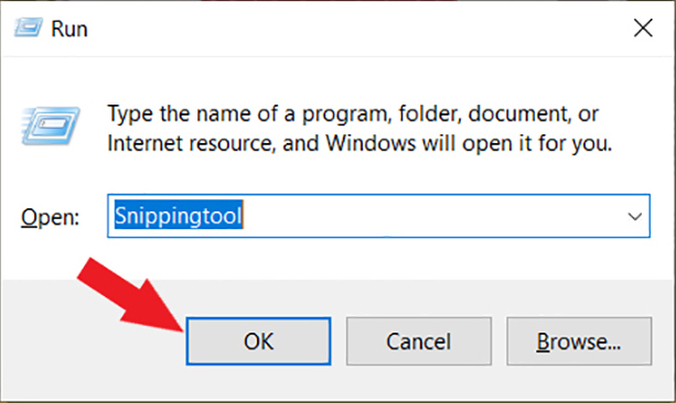 Dùng phím tắt để mở Snipping Tool