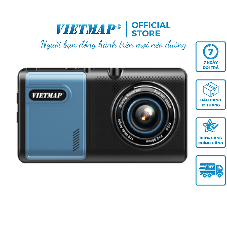 VIETMAP A50 - Camera hành trình ô tô trước sau kết hợp dẫn đường GPS