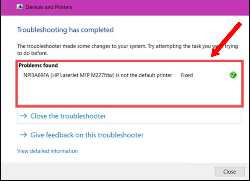 Việc sửa lỗi máy in không nhận lệnh in đã hoàn tất
