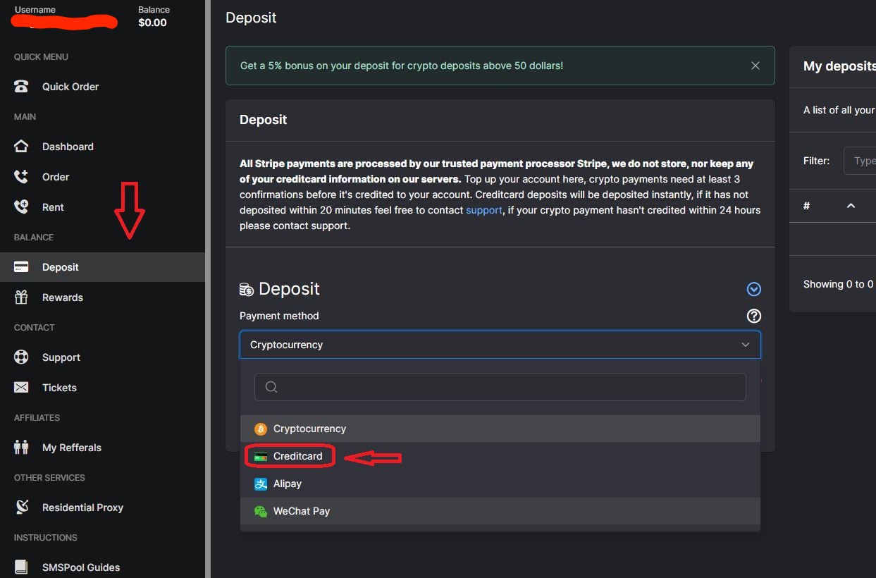 Nạp tiền vào tài khoản SMSPool để thuê sim - HowTo60s.com