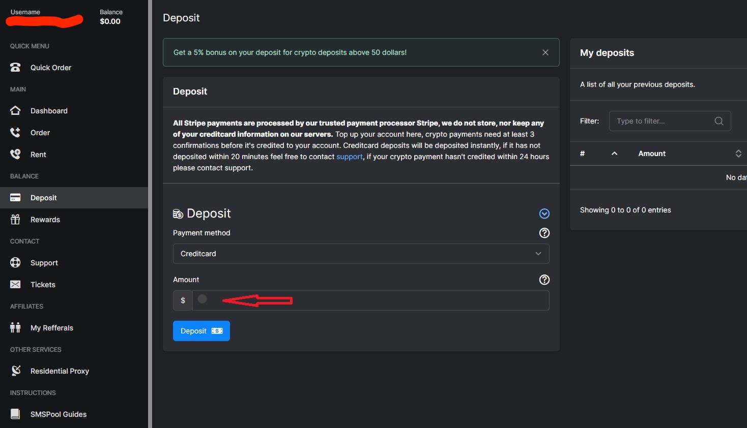 Nạp 3 đô vào tài khoản SMSPool để thuê sim - HowTo60s.com