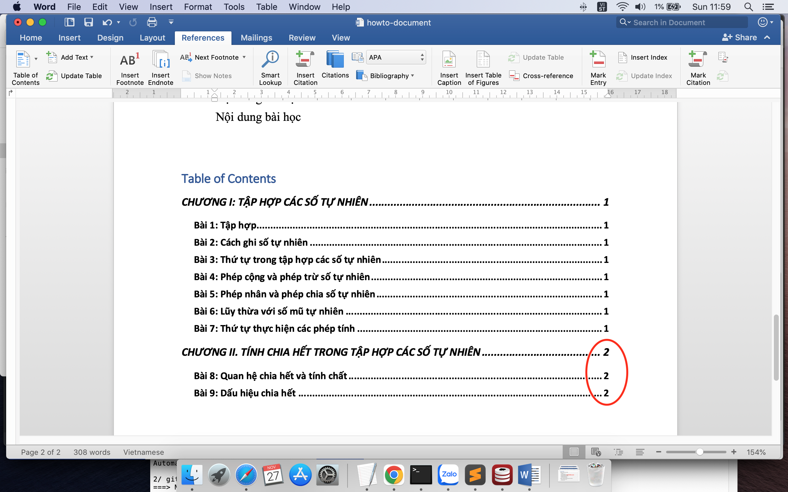 Cách cập nhật mục lục tự động trong Word - kết quả Cách cập nhật mục lục tự động trong Word - kết quả