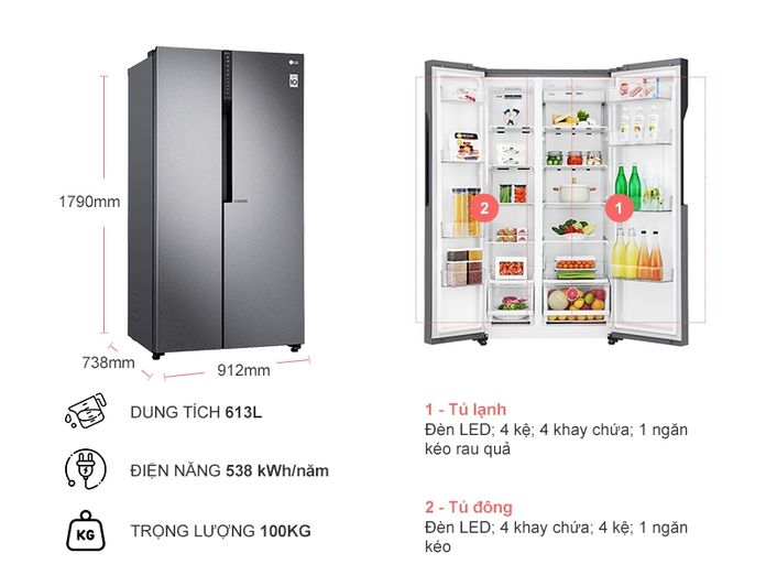 Tủ lạnh SBS LG Inverter GR-B247JDS