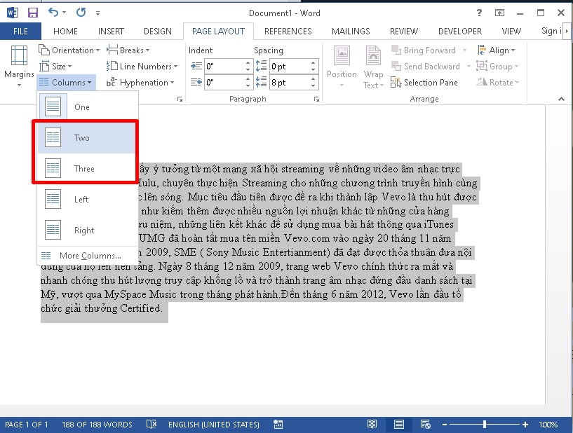 Cách chia cột trong Word thành các cột đều nhau - HowTo60s.com